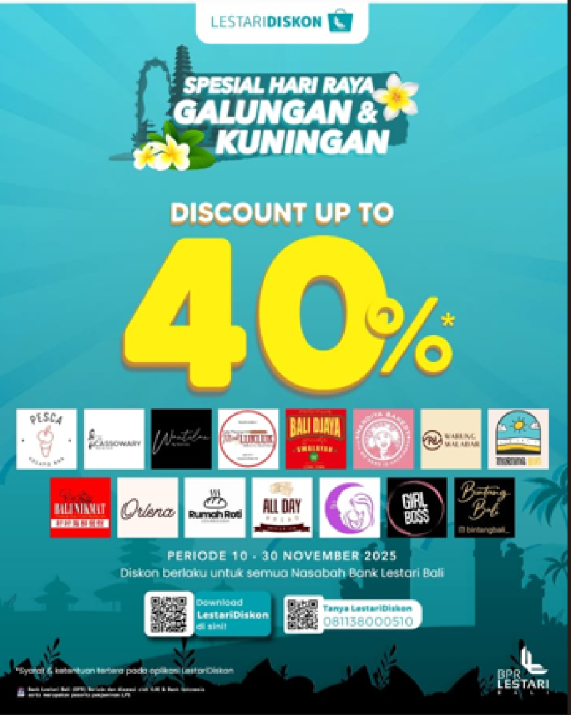 Semarak Galungan dan Kuningan, BPR Lestari Beri Diskon untuk Nasabah Setia