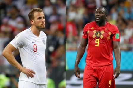 Harry Kane (kiri) dan Romelu Lukaku (kanan)