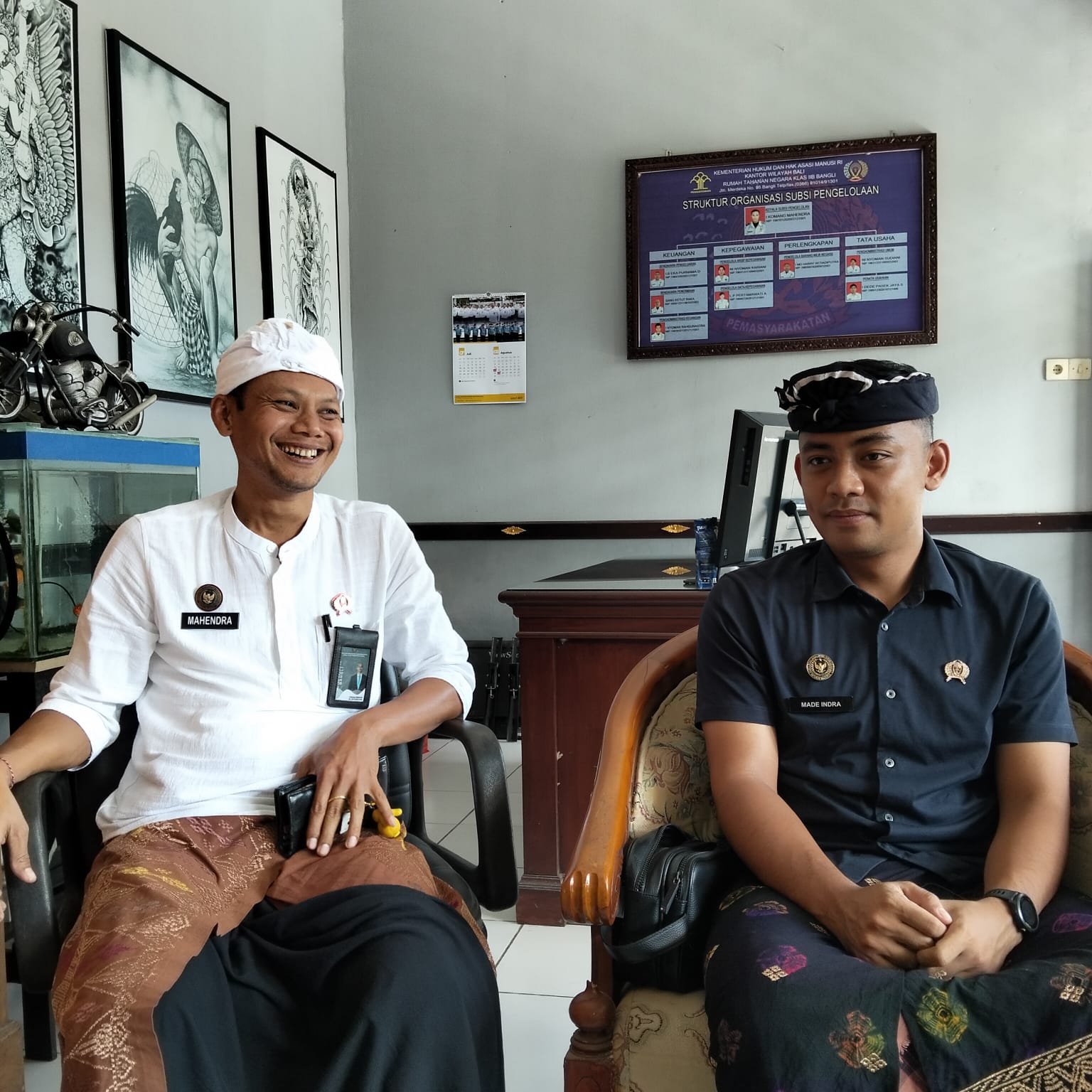 Kasubsi Pelayanan Tahanan Rutan Bangli I Made Indra Kusuma Yuda (kanan)