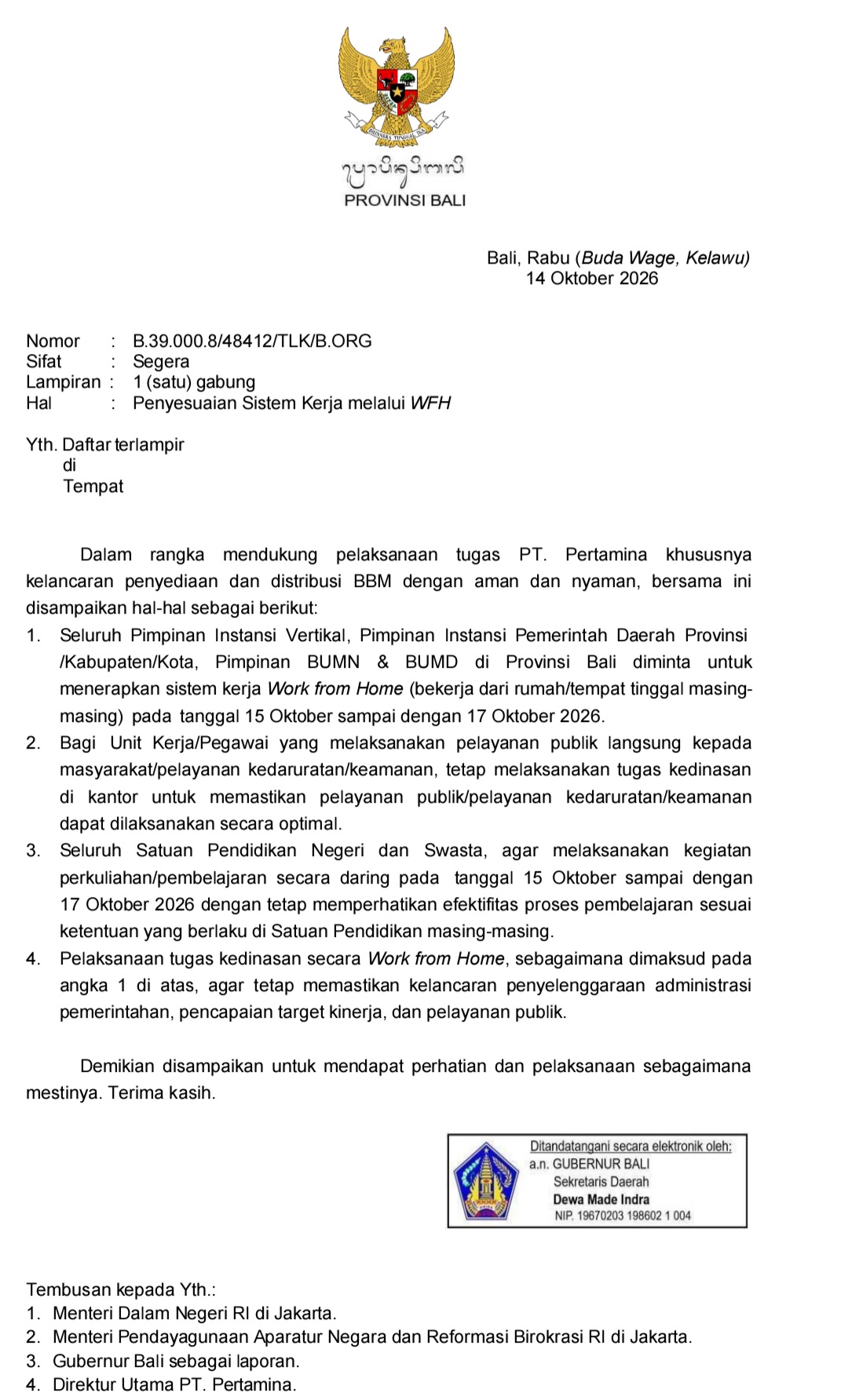 INSTRUKSI WFH 
