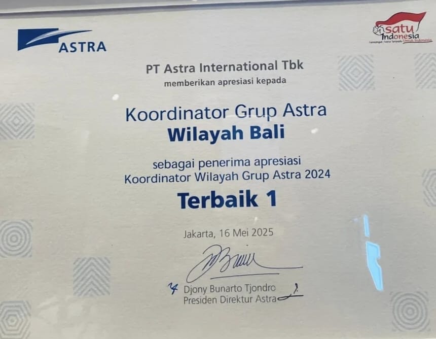 penghargaan Korwil Astra Terbaik se-Indonesia